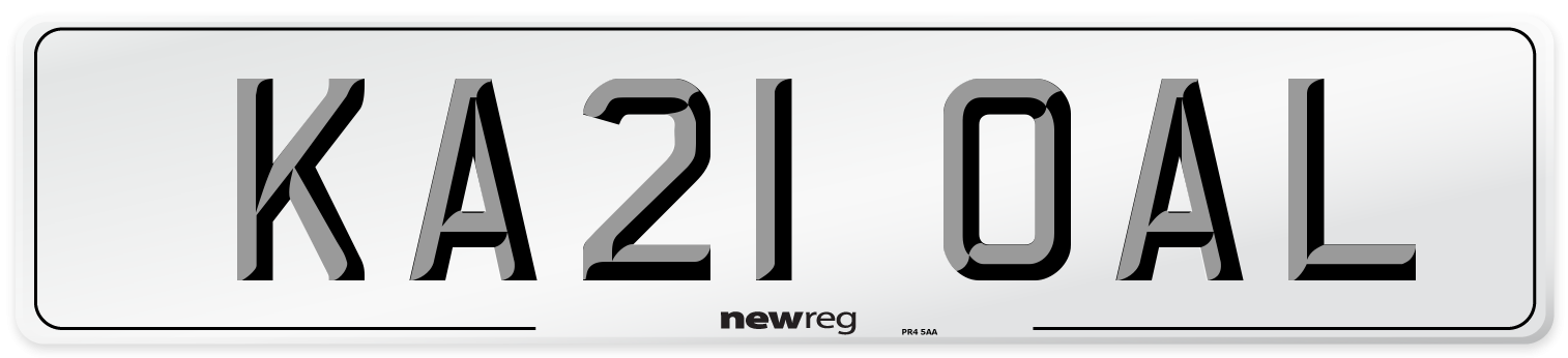 KA21 OAL Number Plate from New Reg